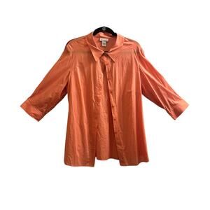 Avenue Orange 100% Cotton Women's Button-Up Shirt